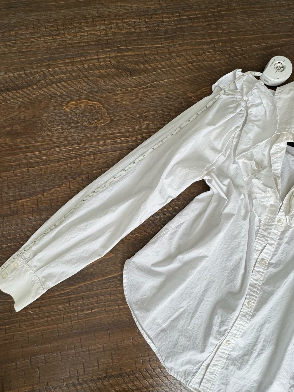H&M 100% cotton White Ruffle-Detail Button Down Shirt - Picture 11 of 14
